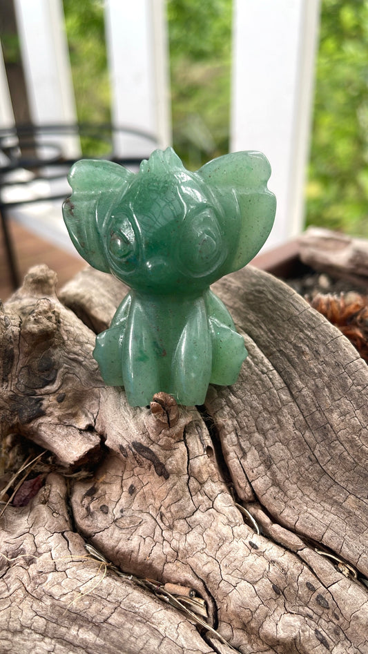 Green Aventurine Stitch Crystal Carving