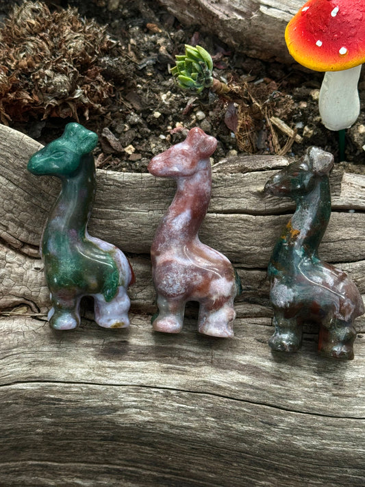 Ocean Jasper Giraffe Carvings