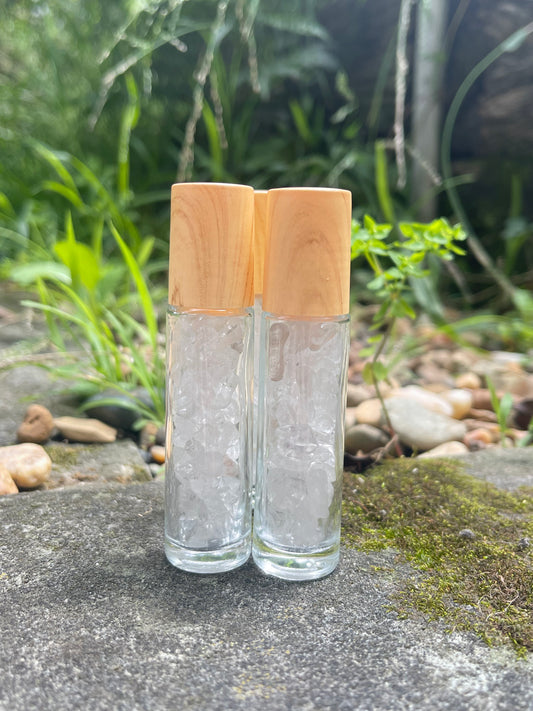 Clear Quartz Essential Oil Crystal Gemstone Roller Ball 10ML Bottle