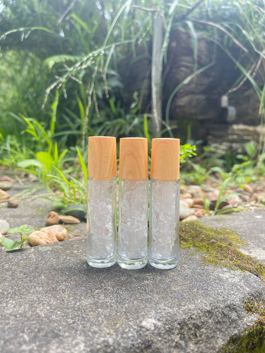 Clear Quartz Essential Oil Crystal Gemstone Roller Ball 10ML Bottle