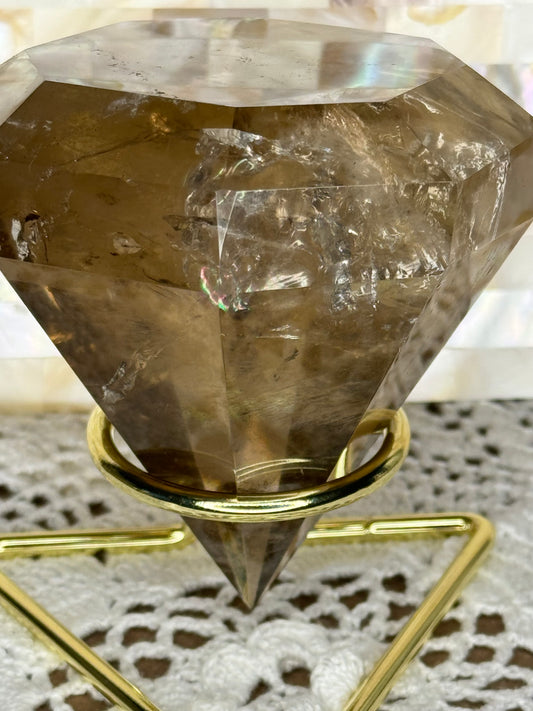 Large Smoky Quartz Diamond on Stand
