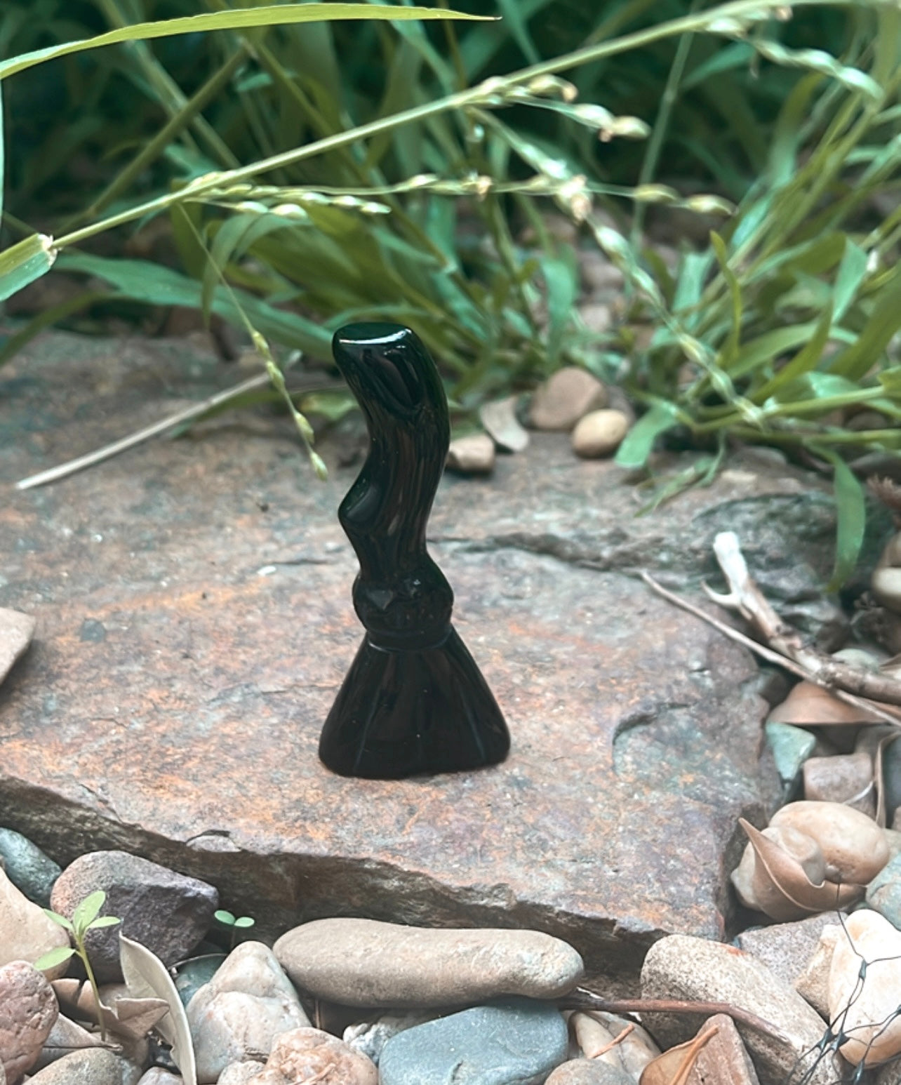 Mini Black Obsidian Witches Broomstick