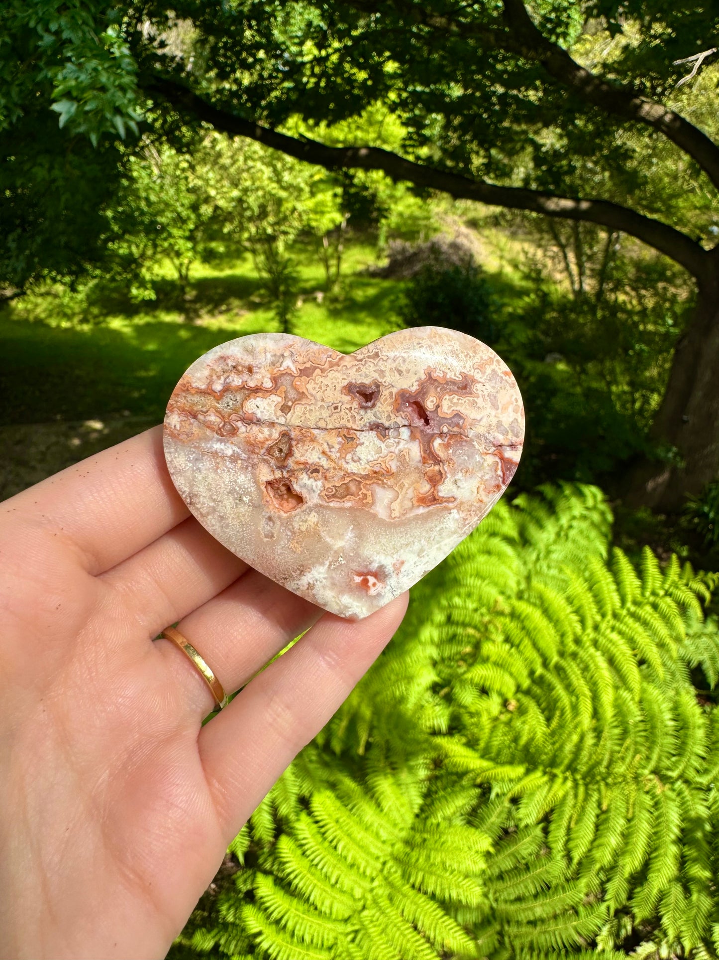 Pink Crazy Lace Agate Heart