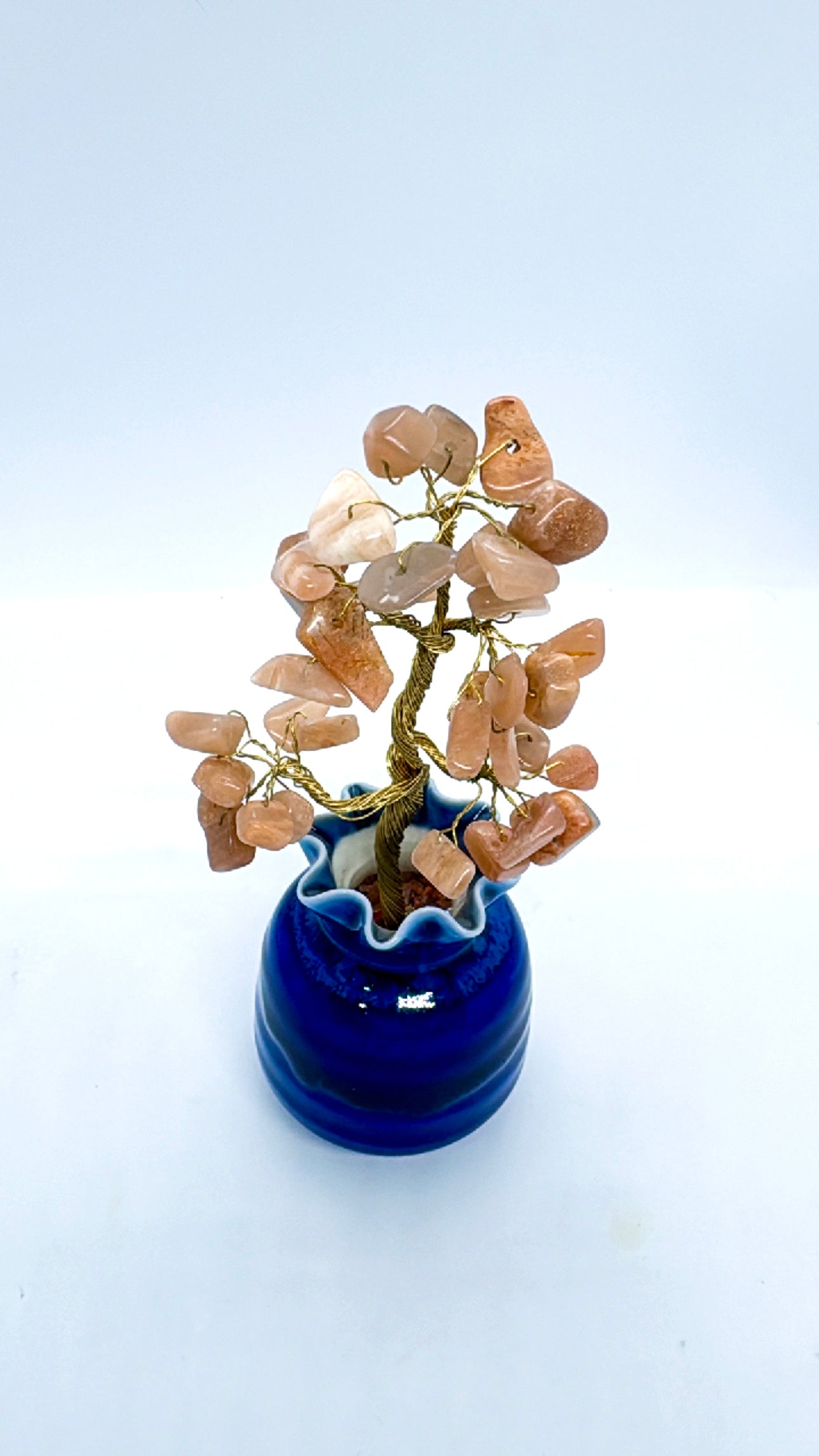 Peach Moonstone Money Tree with Rainbow Lattice Sunstone