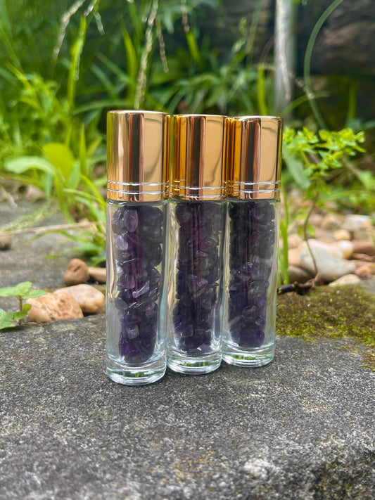 Amethyst Essential Oil Crystal Gemstone Roller Ball 10ML Bottle