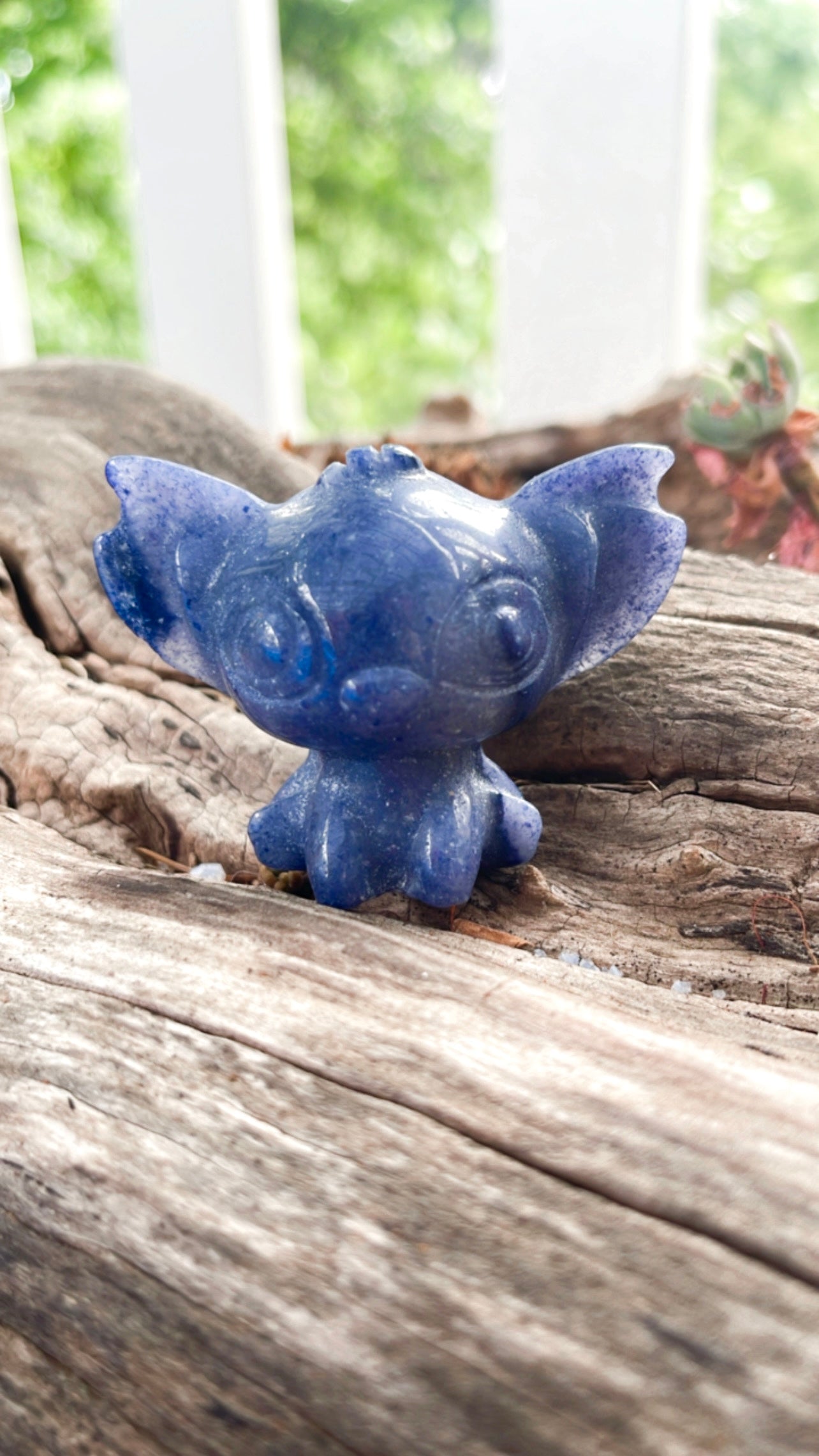 Blue Aventurine Stitch Disney Carving