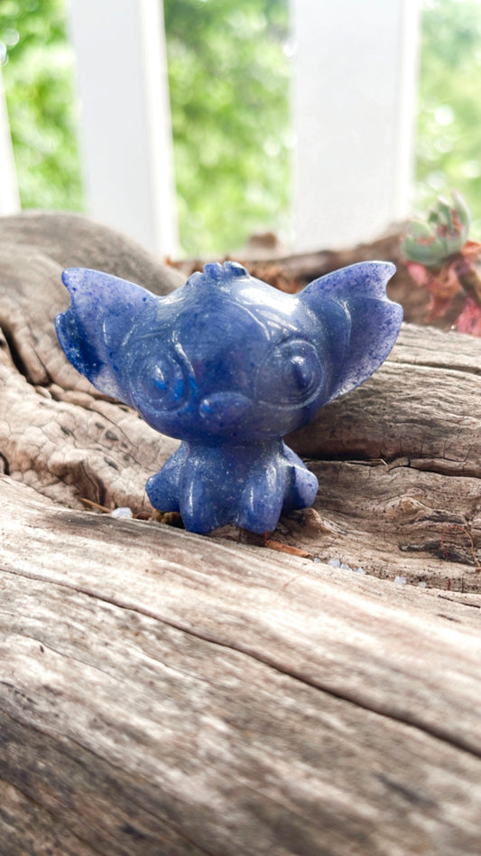 Blue Aventurine Stitch Disney Carving