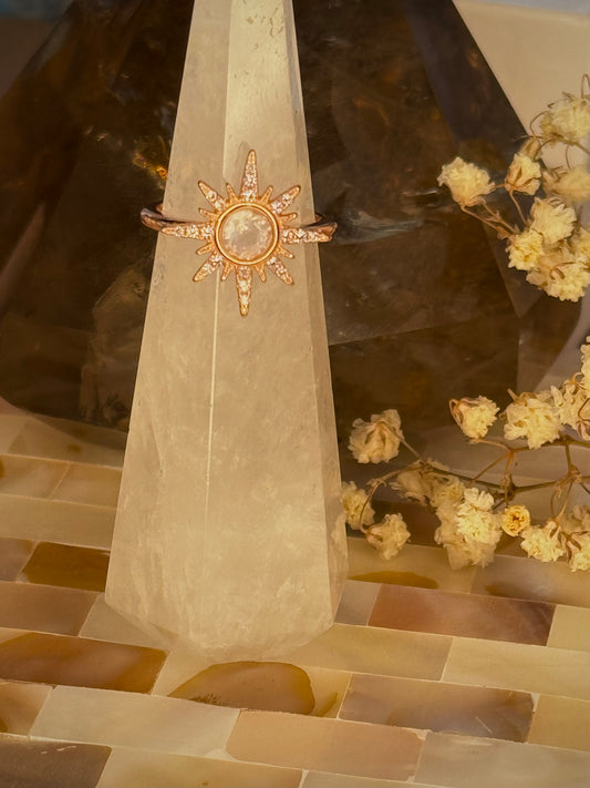 S925 Adjustable Rose Gold Plated Rose Quartz Goddess Ring