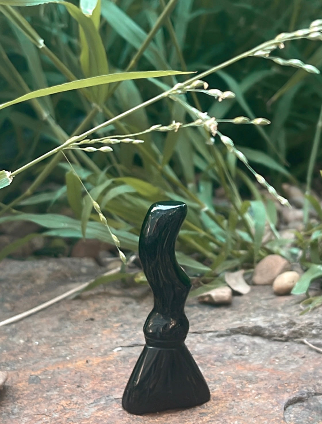 Mini Black Obsidian Witches Broomstick