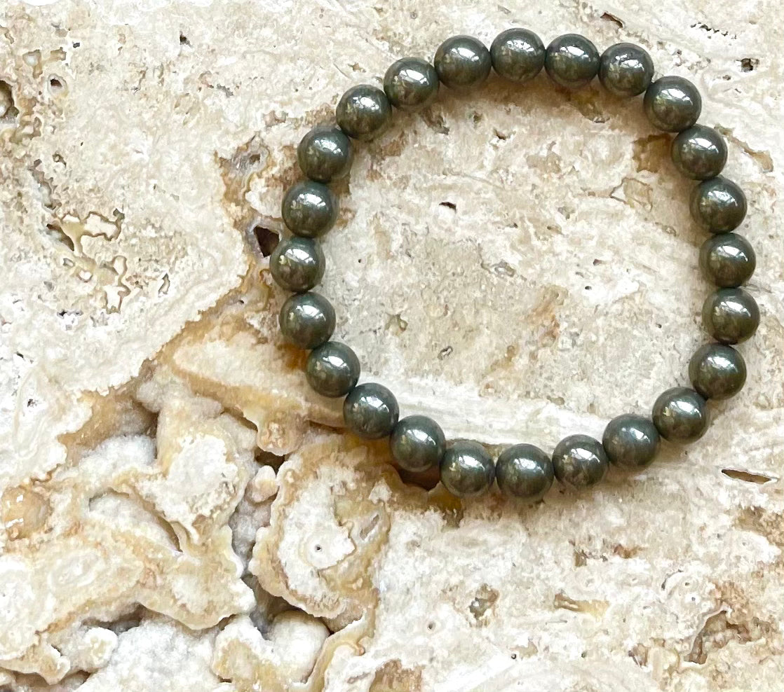 Pyrite Round Bead Bracelet