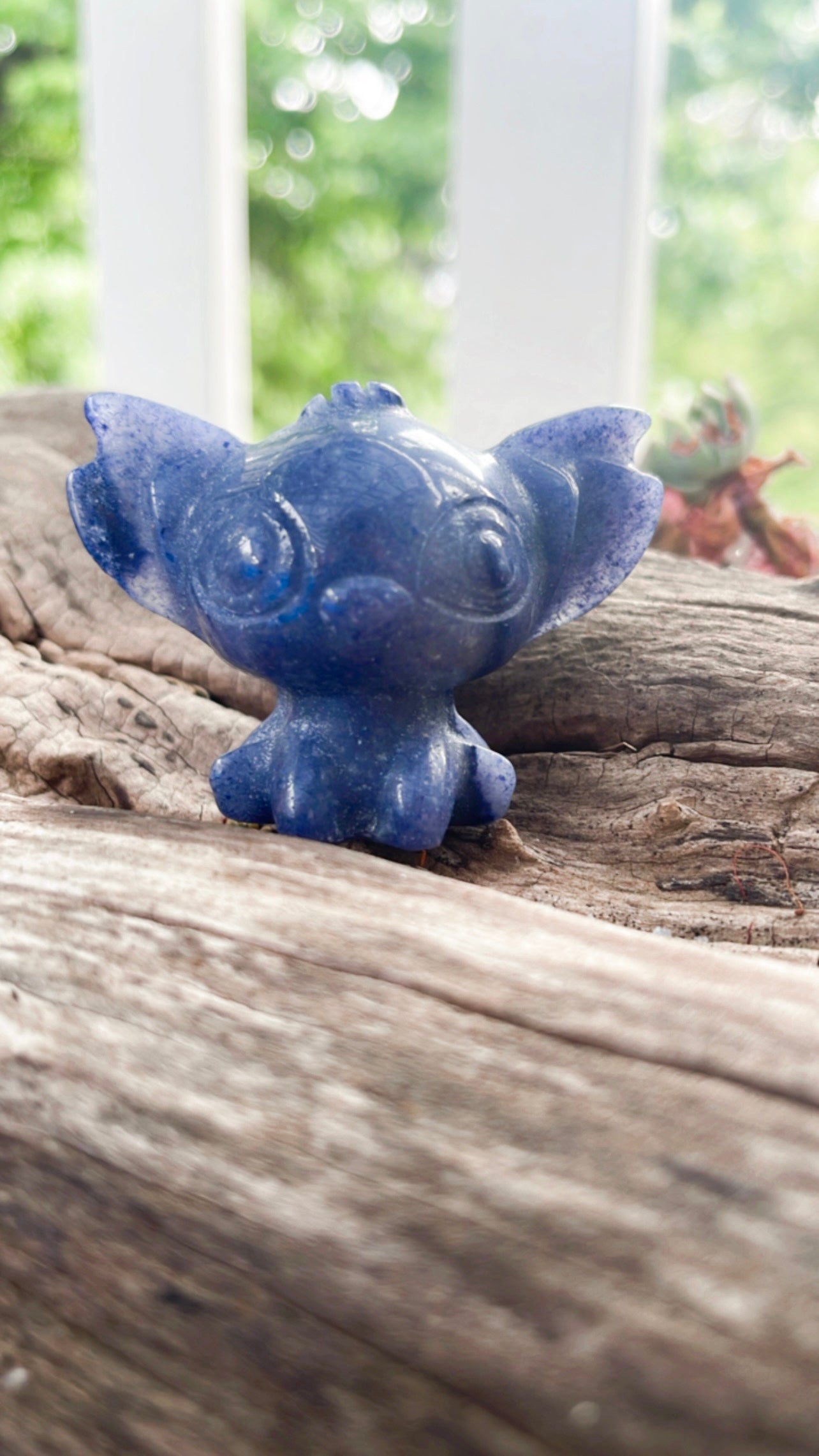 Blue Aventurine Stitch Disney Carving