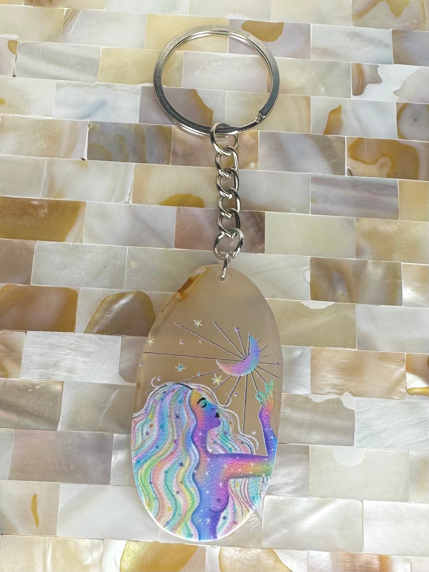 Goddess Agate Slice Keychains