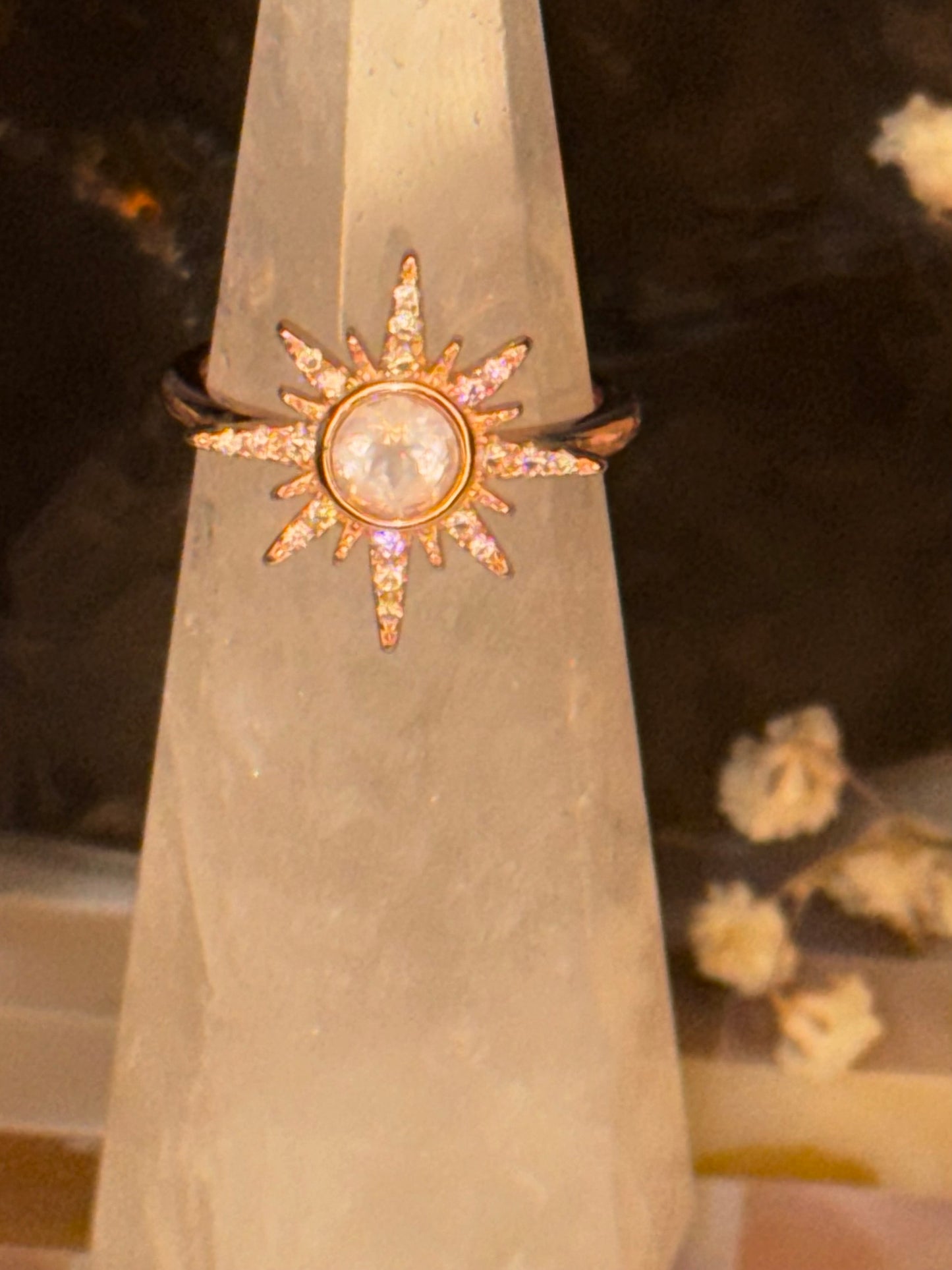 S925 Adjustable Rose Gold Plated Rose Quartz Goddess Ring