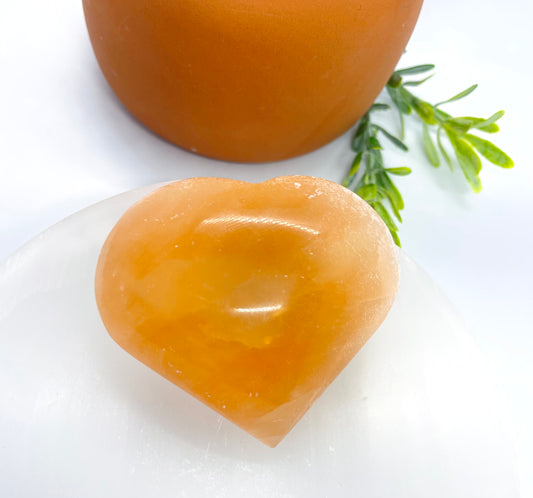 Peach Selenite Satin Spar Heart