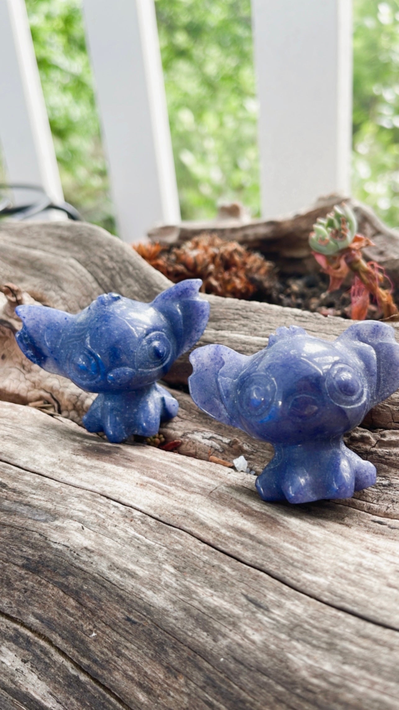 Blue Aventurine Stitch Disney Carving