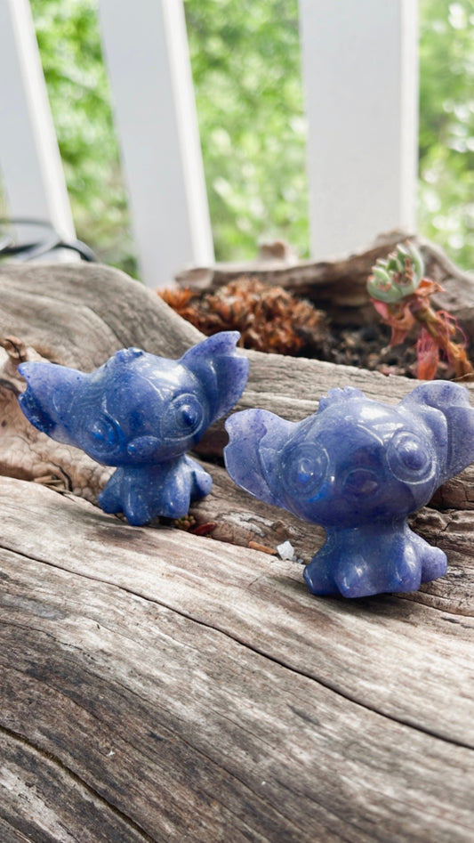 Blue Aventurine Stitch Disney Carving