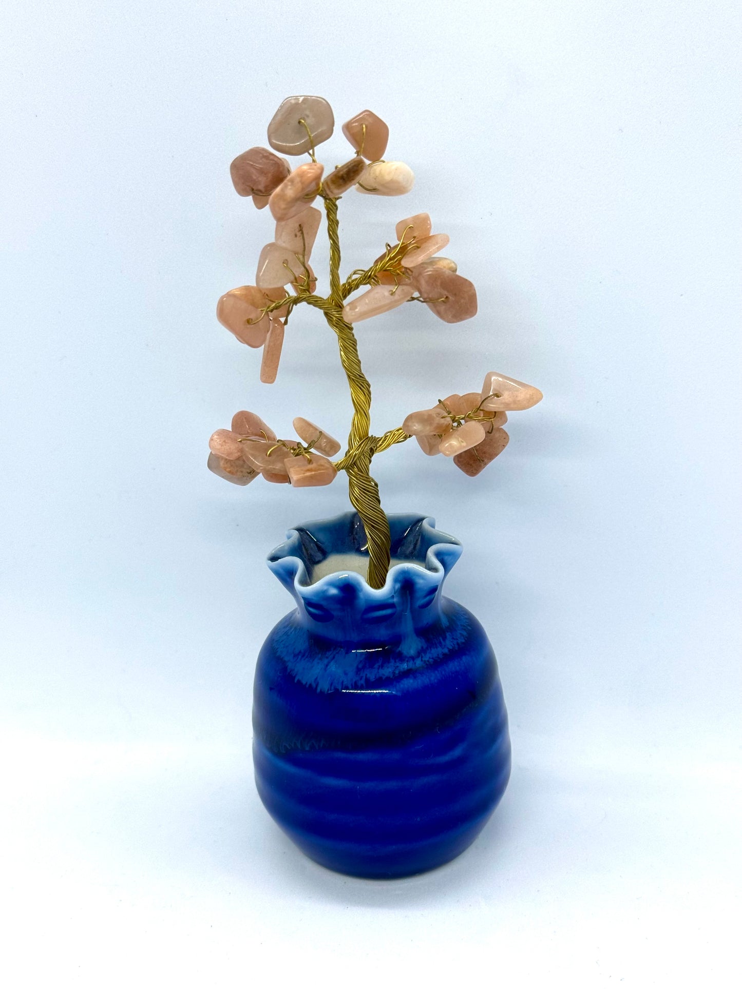 Peach Moonstone Money Tree with Rainbow Lattice Sunstone