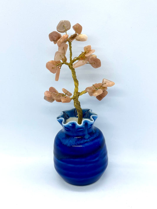 Peach Moonstone Money Tree with Rainbow Lattice Sunstone