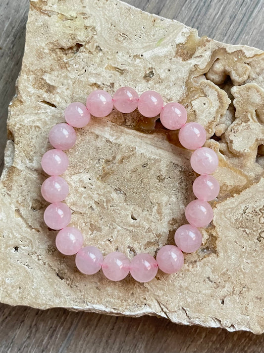 Rose Quartz Round Bead Bracelet