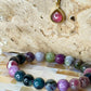 S925 18K Gold Plated Watermelon Tourmaline Pendant with Round Bead Crystal Bracelet - High Quality Jewellery Set
