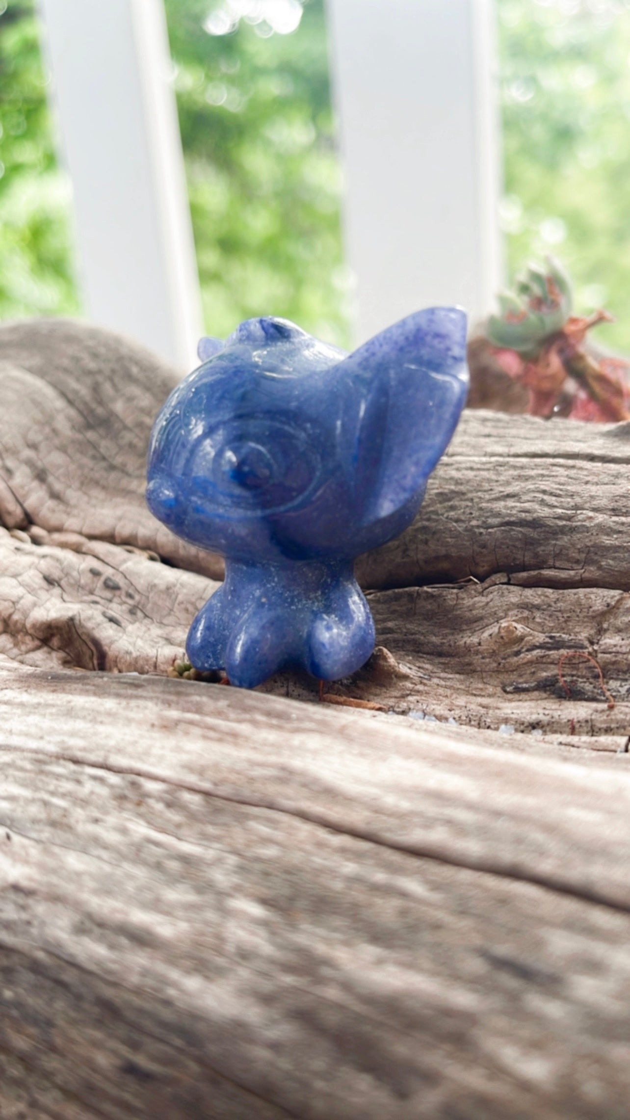 Blue Aventurine Stitch Disney Carving