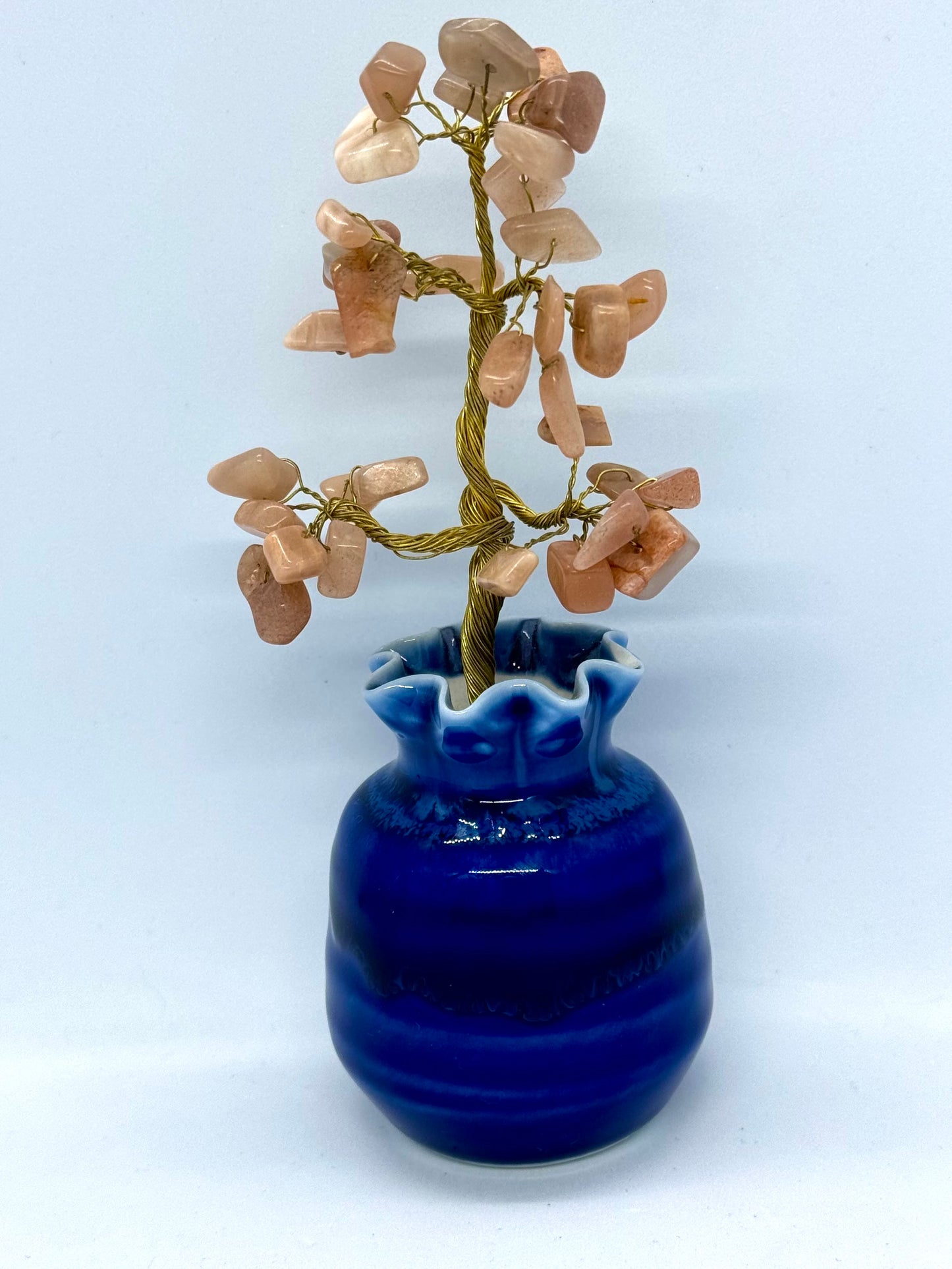 Peach Moonstone Money Tree with Rainbow Lattice Sunstone
