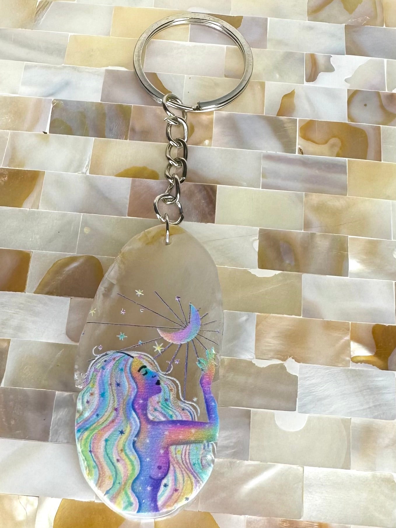 Goddess Agate Slice Keychains