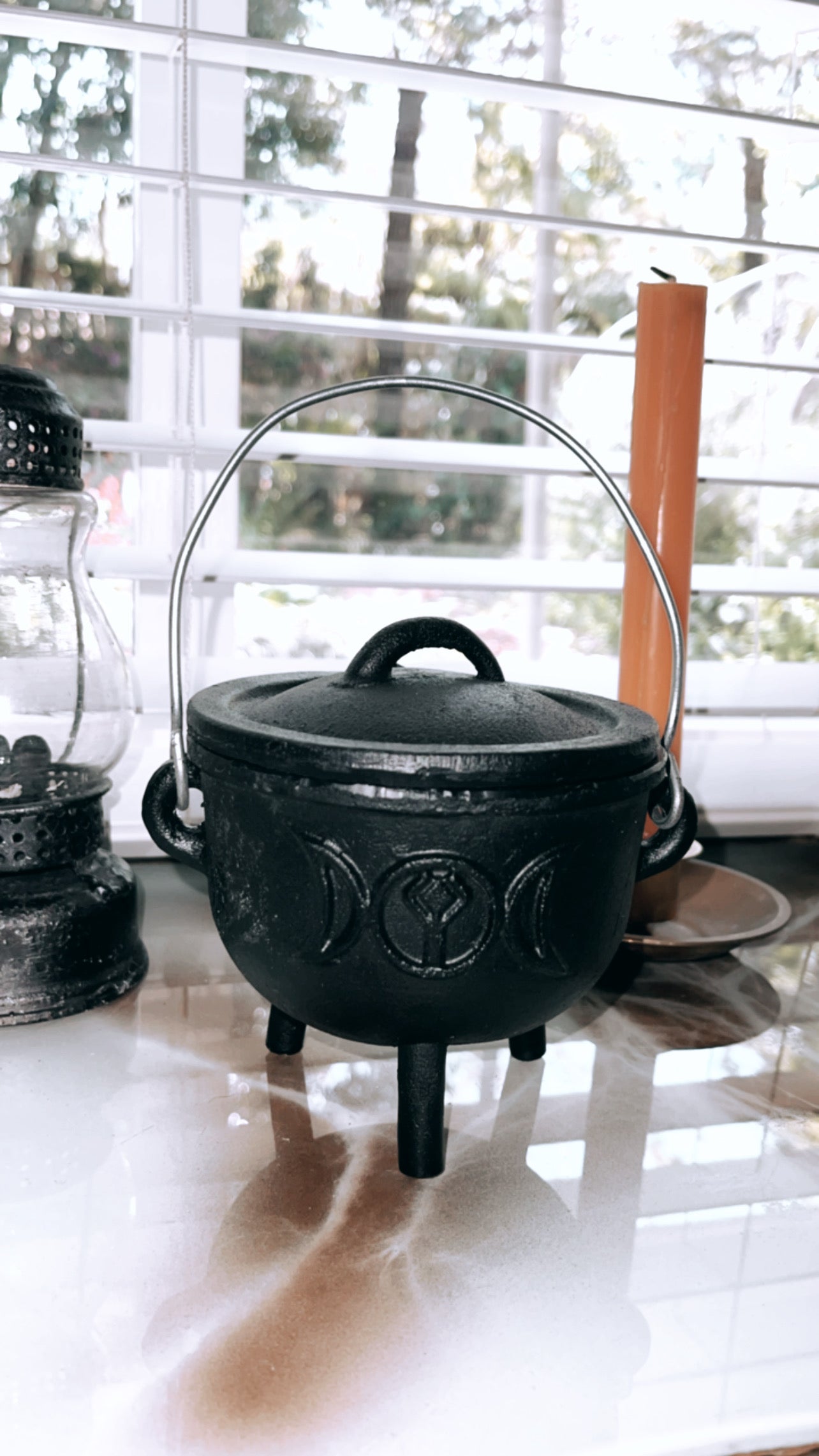 Triple Goddess Moon Witchy Cauldron