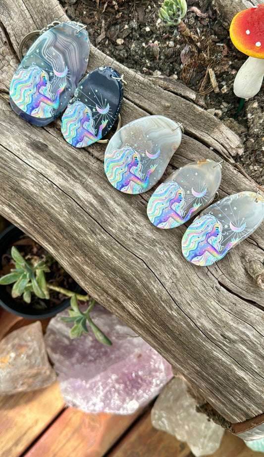 Goddess Agate Slice Keychains