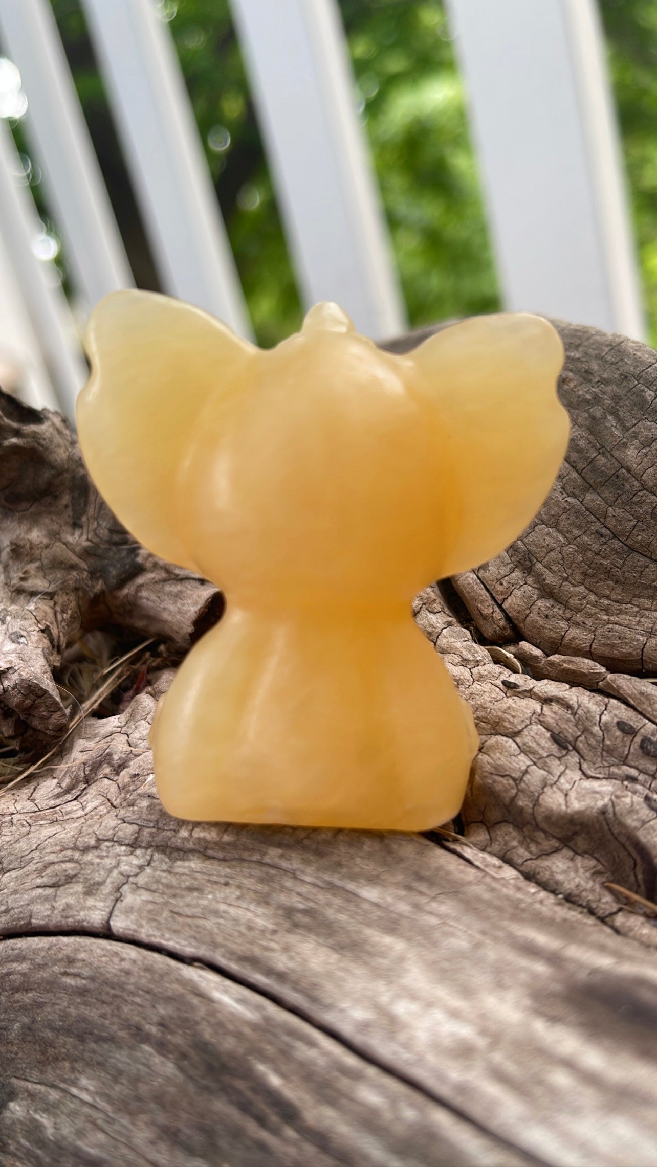 Yellow Calcite Stitch Crystal Carving