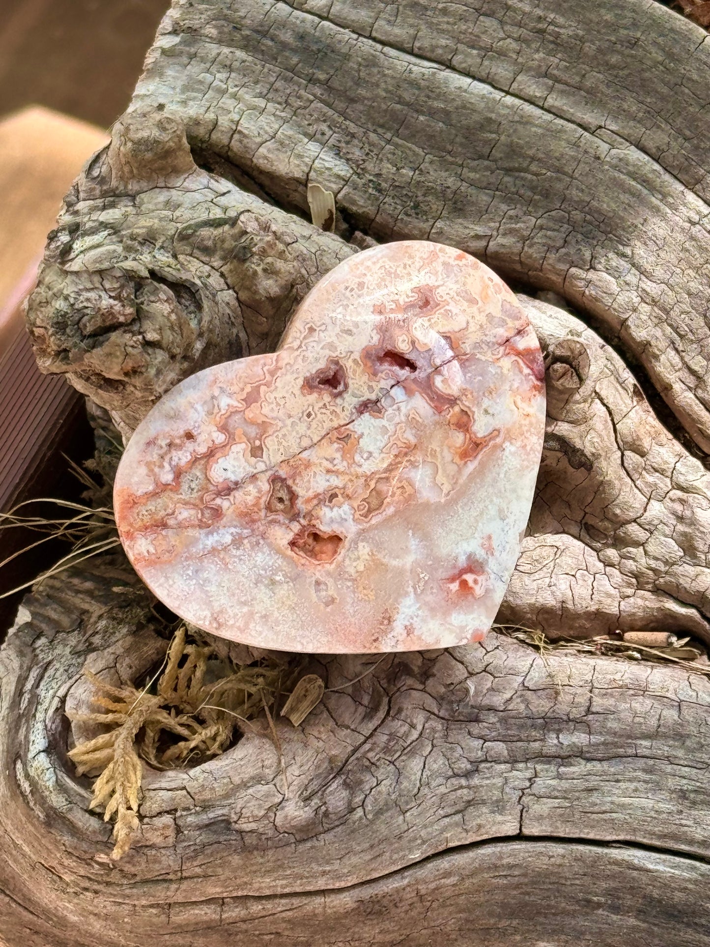 Pink Crazy Lace Agate Heart