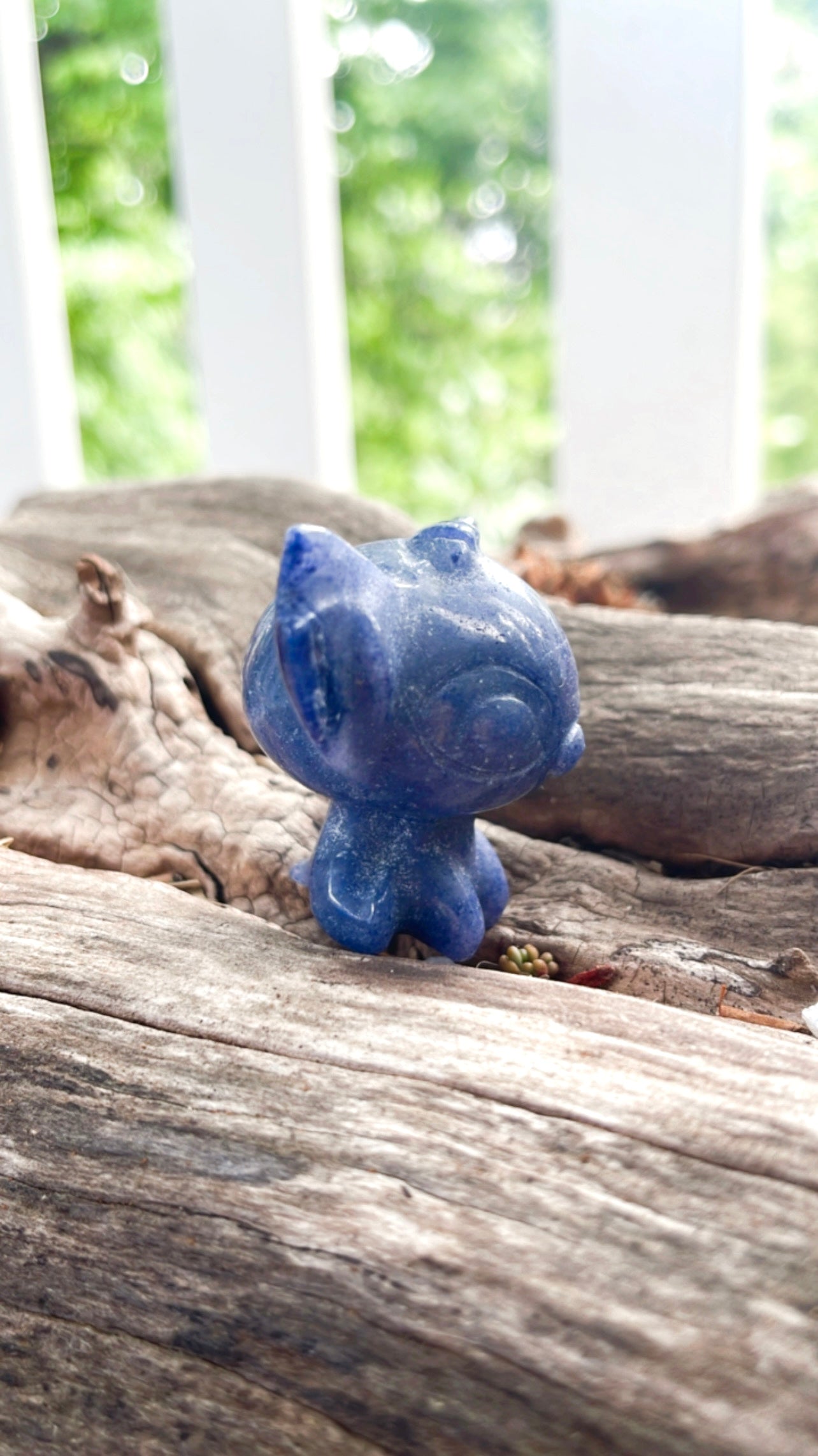 Blue Aventurine Stitch Disney Carving