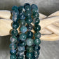 Moss Agate Round Bead Bracelet