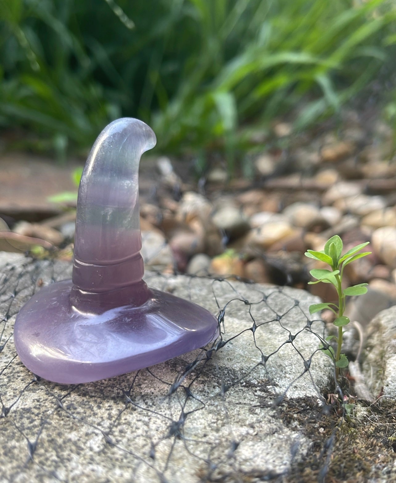 Pastel Purple and Green Fluorite Witch Hat