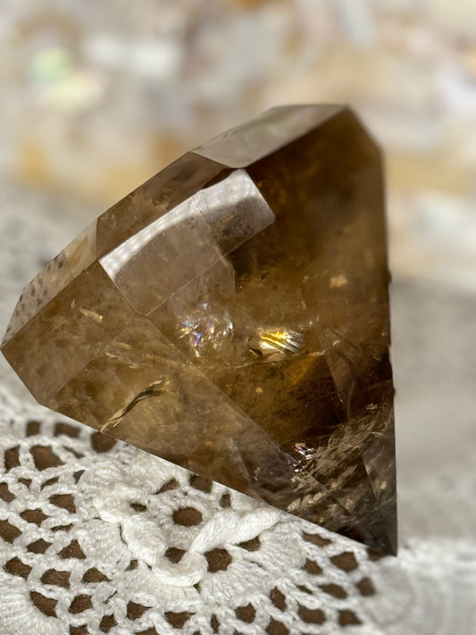 Large Smoky Quartz Diamond on Stand