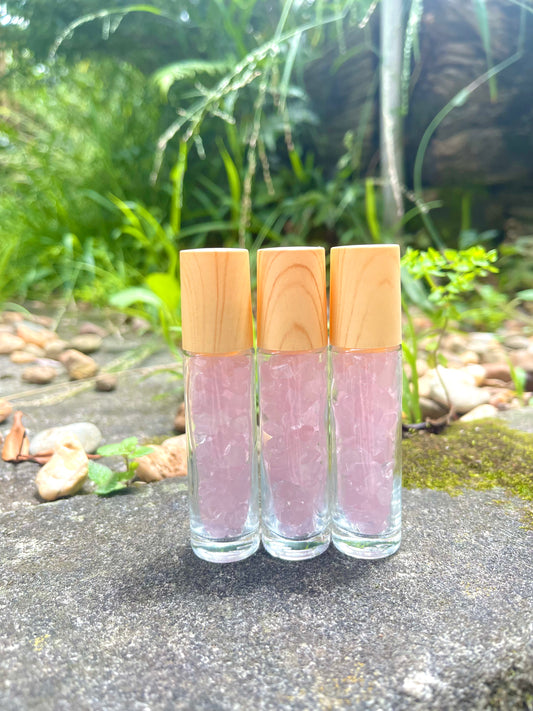 Rose Quartz Essential Oil Crystal Gemstone Roller Ball 10ML Bottle