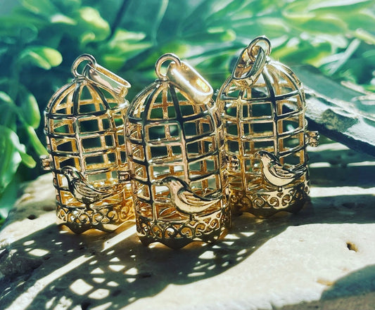 Golden Bird Cage Pendants