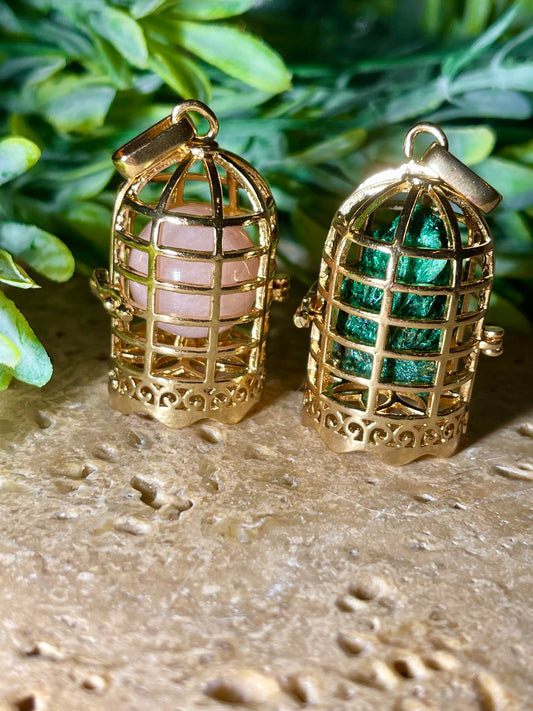 Golden Bird Cage Pendants